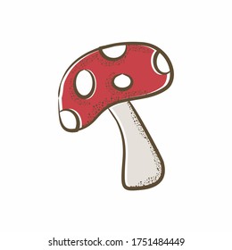 concept of vector image of mushroom, mushroom illustration in red