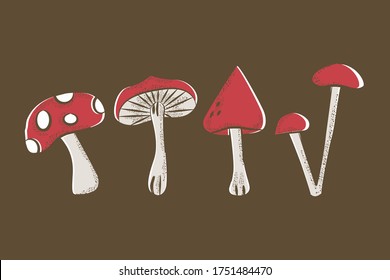 concept of vector image of mushroom, mushroom illustration in red