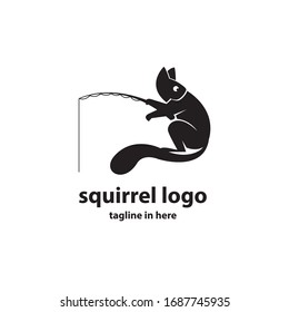 the concept of vector logo design for squirrel fishing, very suitable for business travel and agriculture