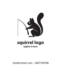 the concept of vector logo design for squirrel fishing, very suitable for business travel and agriculture