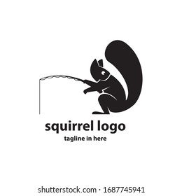 the concept of vector logo design for squirrel fishing, very suitable for business travel and agriculture