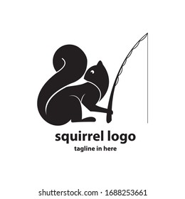 the concept of vector logo design for squirrel fishing, very suitable for business travel and agriculture