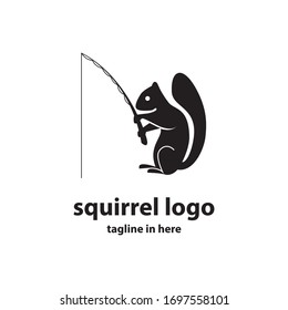 the concept of vector logo design for squirrel fishing, very suitable for business travel and agriculture