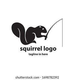 the concept of vector logo design for squirrel fishing, very suitable for business travel and agriculture