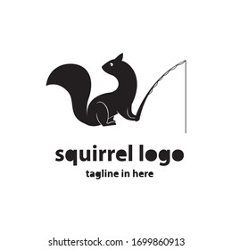 the concept of vector logo design for squirrel fishing, very suitable for business travel and agriculture