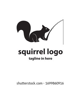 the concept of vector logo design for squirrel fishing, very suitable for business travel and agriculture