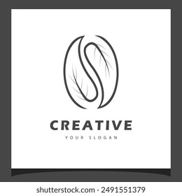 Concept Vector logo icon design template Coffee beans combined with Leaves using lines