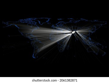 Mapa conceptual vectorial para Afganistán , mapa vectorial de Afganistán brillando con rayos de luz.