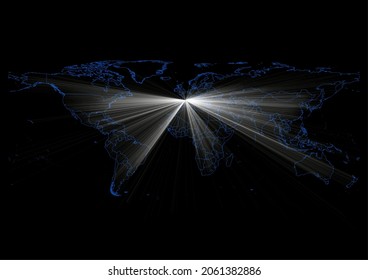 Concept vector map for Andorra , vector map of Andorra shining with light rays.
