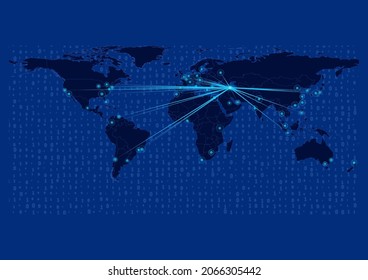 Concept vector map for Azerbaijan, Azerbaijan map with connections to major cities around the world. Internet or smart cities or business concept image vector illustrations.