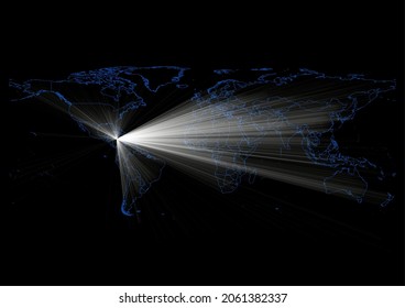 Concept vector map for Bajo Nuevo Bank , vector map of Bajo Nuevo Bank shining with light rays.