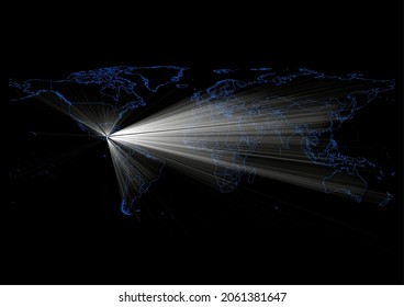 Concept vector map for Belize , vector map of Belize shining with light rays.