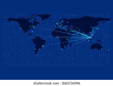 Concept vector map for Brunei, Brunei map with connections to major cities around the world. Internet or smart cities or business concept image vector illustrations.