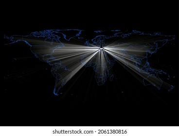 Concept vector map for Bulgaria , vector map of Bulgaria shining with light rays.