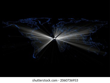 Konzept Vektor-Karte für Burkina Faso , Vektorkarte von Burkina Faso leuchtend mit Lichtstrahlen.