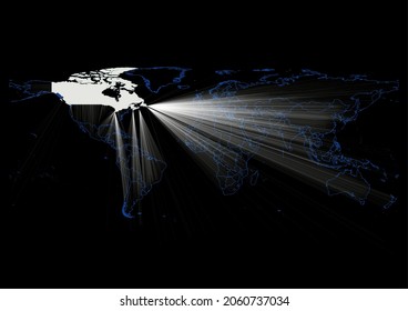 Concept vector map for Canada , vector map of Canada shining with light rays.