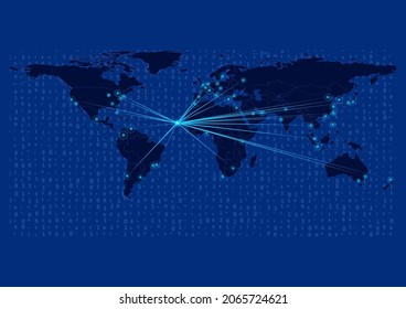 Concept vector map for Cape Verde, Cape Verde map with connections to major cities around the world. Internet or smart cities or business concept image vector illustrations.