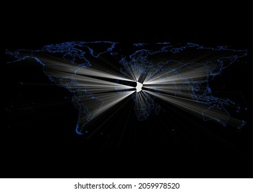 Concept vector map for Chad , vector map of Chad shining with light rays.