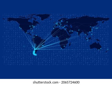 Concept vector map for Chile, Chile map with connections to major cities around the world. Internet or smart cities or business concept image vector illustrations.