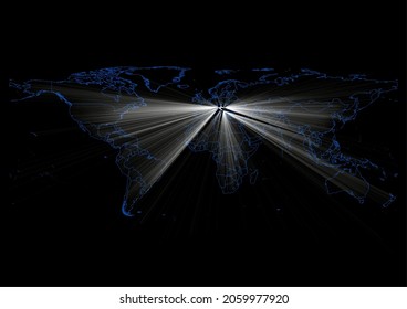 Concept vector map for Croatia , vector map of Croatia shining with light rays.