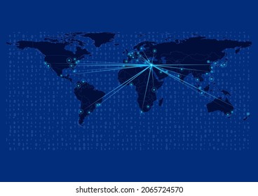 Concept vector map for Cyprus, Cyprus map with connections to major cities around the world. Internet or smart cities or business concept image vector illustrations.