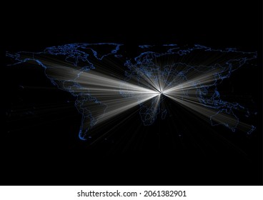 Concept vector map for Djibouti , vector map of Djibouti shining with light rays.