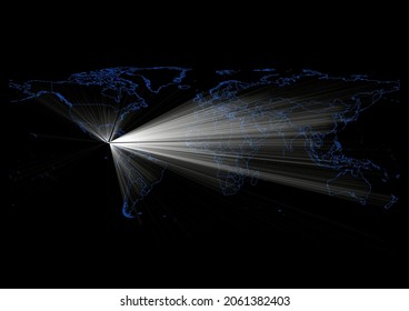 Concept vector map for El Salvador , vector map of El Salvador shining with light rays.