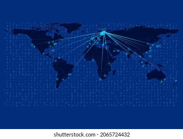 Concept vector map for Finland, Finland map with connections to major cities around the world. Internet or smart cities or business concept image vector illustrations.