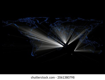 Concept vector map for French Southern and Antarctic Lands , vector map of French Southern and Antarctic Lands shining with light rays.