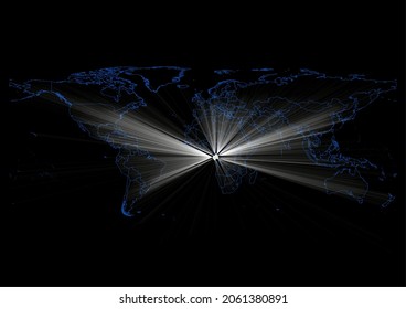 Concept vector map for Gabon , vector map of Gabon shining with light rays.