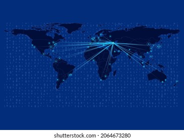 Concept vector map for Georgia, Georgia map with connections to major cities around the world. Internet or smart cities or business concept image vector illustrations.