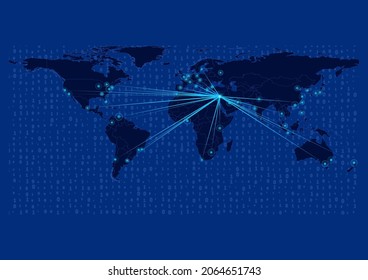 Concept vector map for Jordan, Jordan map with connections to major cities around the world. Internet or smart cities or business concept image vector illustrations.