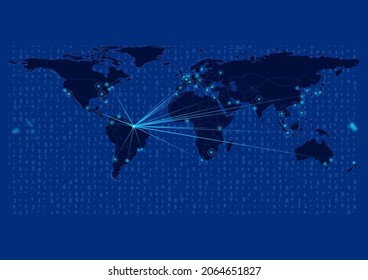 Concept vector map for Kiribati, Kiribati map with connections to major cities around the world. Internet or smart cities or business concept image vector illustrations.