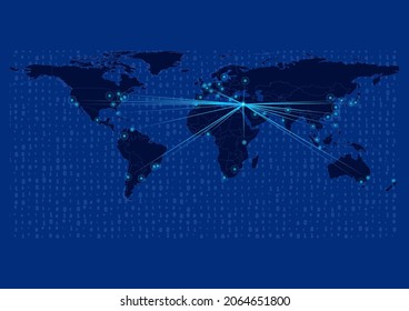Concept vector map for Lebanon, Lebanon map with connections to major cities around the world. Internet or smart cities or business concept image vector illustrations.