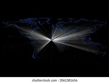 Concept vector map for Liberia , vector map of Liberia shining with light rays.