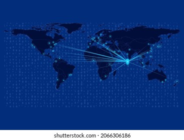 Mapa conceptual de vectores para Maldivas, Maldivas con conexiones a las principales ciudades alrededor del mundo. Ilustraciones de vectores de imágenes de concepto de Internet o ciudades inteligentes o empresas.