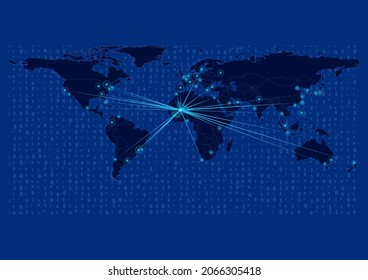 Concept vector map for Mali, Mali map with connections to major cities around the world. Internet or smart cities or business concept image vector illustrations.