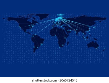 Concept vector map for Norway, Norway map with connections to major cities around the world. Internet or smart cities or business concept image vector illustrations.