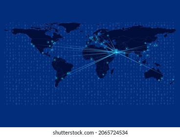 Concept vector map for Oman, Oman map with connections to major cities around the world. Internet or smart cities or business concept image vector illustrations.