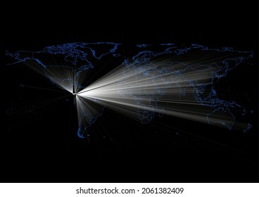 Concept vector map for Panama , vector map of Panama shining with light rays.