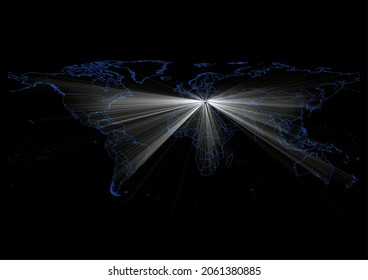 Concept vector map for Republic of Macedonia , vector map of Republic of Macedonia shining with light rays.
