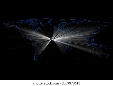 Concept vector map for Senegal , vector map of Senegal shining with light rays.