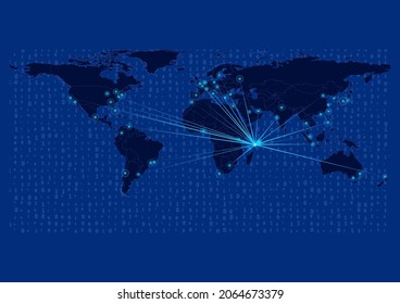 Concept vector map for Seychelles, Seychelles map with connections to major cities around the world. Internet or smart cities or business concept image vector illustrations.