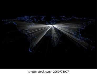 Concept vector map for Slovenia , vector map of Slovenia shining with light rays.