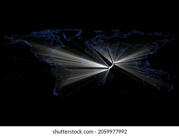 Mapa conceptual vectorial para Somalia , Mapa vectorial de Somalia brillando con rayos de luz.