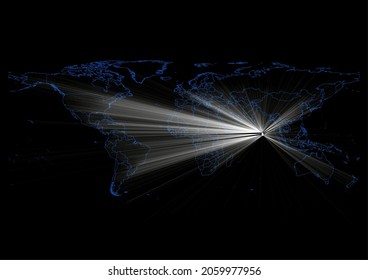 Mapa conceptual vectorial para Sri Lanka , mapa vectorial de Sri Lanka brillando con rayos de luz.