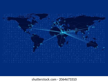Concept vector map for Sudan, Sudan map with connections to major cities around the world. Internet or smart cities or business concept image vector illustrations.
