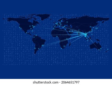 Concept vector map for Thailand, Thailand map with connections to major cities around the world. Internet or smart cities or business concept image vector illustrations.