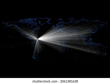 Mapa conceptual vectorial para Trinidad y Tobago , mapa vectorial de Trinidad y Tobago brillando con rayos de luz.