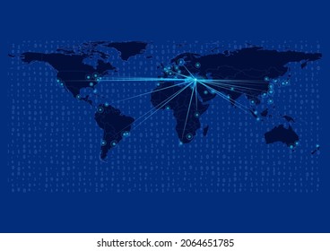 Mapa conceptual vectorial para Turquía, Turquía con conexiones a las principales ciudades alrededor del mundo. Ilustraciones de vectores de imágenes de concepto de Internet o ciudades inteligentes o empresas.